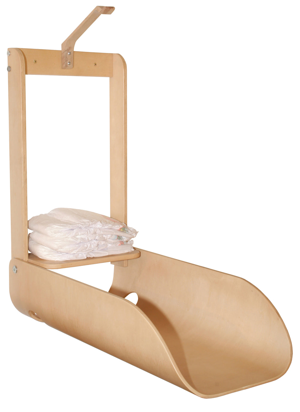 Dispensador de pañales, organizador de pared para pañales y juguetes, en madera natural