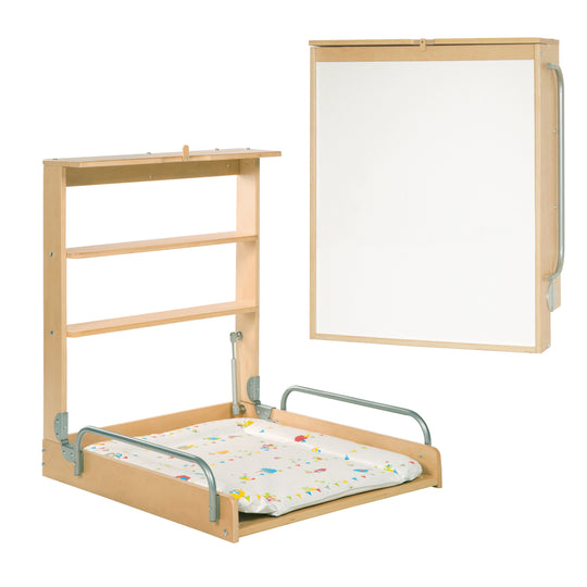 Estante de pared para cambiar, estante plegable para cambiar, natural incluye almohadilla para cambiar 'Waldhochzeit'