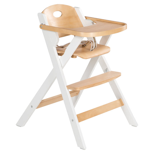 Folding High Chair 'Fold Up Smart' - Space-Saving & Foldable, Baby & Children's High Chair, Natural/White Wood