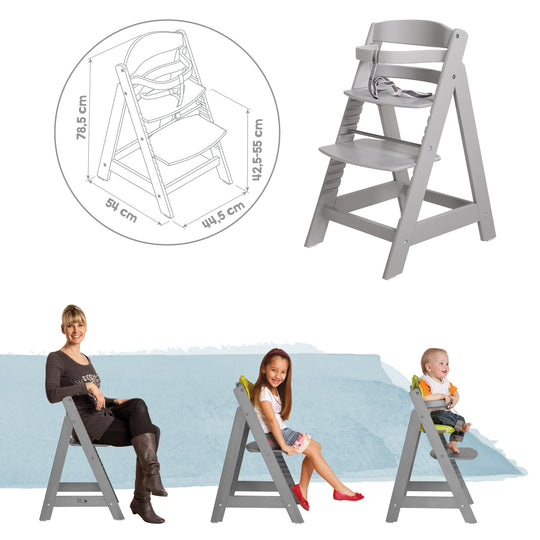 Chaise haute évolutive 'Sit Up III' en bois - Qui grandit avec l'enfant jusqu’à chaise jeune - Taupe