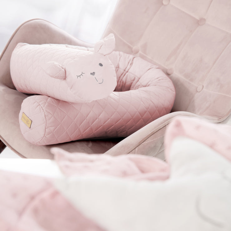 Serpent de lit "roba Style", tour de lit bébé, avec visage de lapin 'Lily', rose, 170 cm
