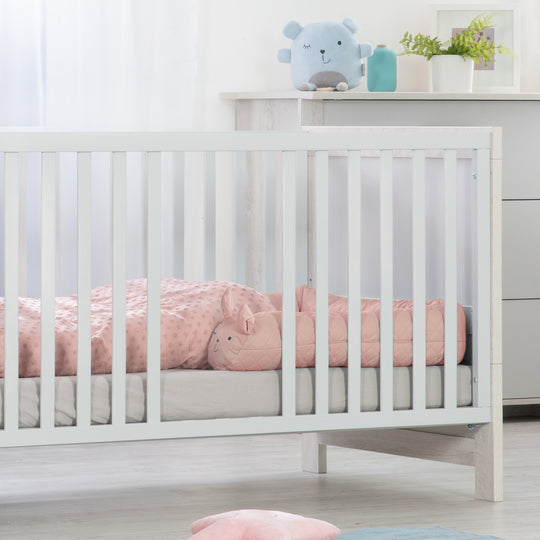 Bed Bumper 'roba Style', Baby Bed Border with Bunny Face 'Lily', Pink, 170 cm