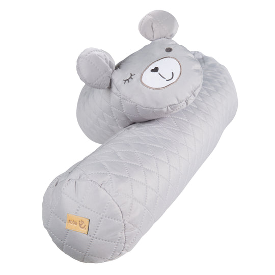 Bed Bumper 'roba Style', Baby Bed Border with Bear Face 'Sammy', Grey, 170 cm