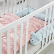 Cama serpiente 'estilo roba', borde de la cama de bebé con cara de oso 'Benny', azul claro, 170 cm