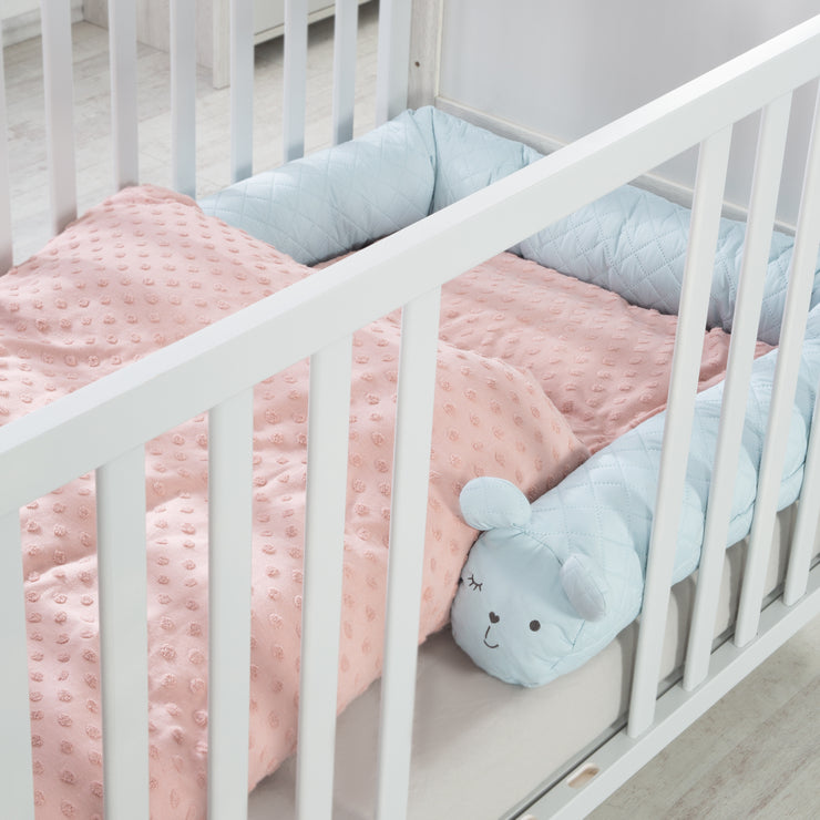 Serpent de lit "roba Style", tour de lit bébé, avec visage d'ours "Benny", bleu clair, 170 cm