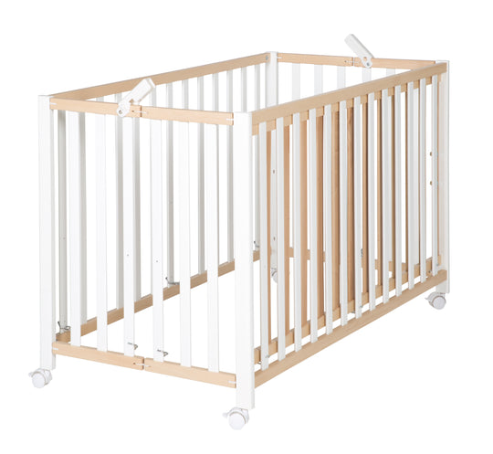Lit bébé pliable 'Fold Up' 60 x 120 cm - Hauteur réglage - Roulettes mobiles - Bicolore
