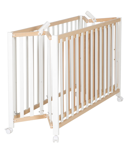 Lit bébé pliable 'Fold Up' 60 x 120 cm - Hauteur réglage - Roulettes mobiles - Bicolore