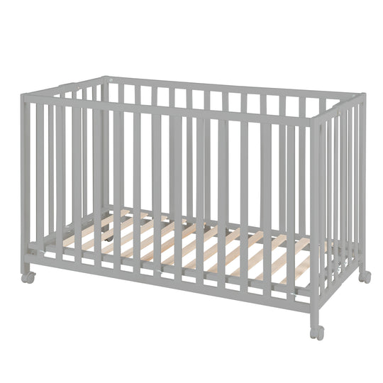 Lit bébé pliable 'Fold Up' 60 x 120 cm - Hauteur réglage - Roulettes mobiles - Taupe