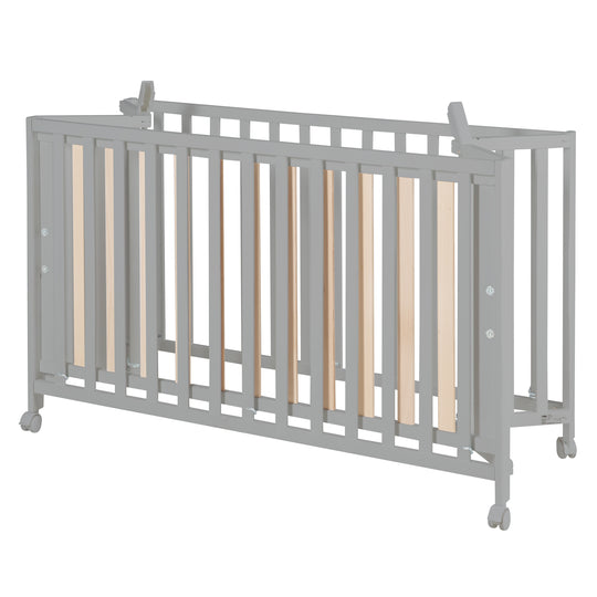 Lit bébé pliable 'Fold Up' 60 x 120 cm - Hauteur réglage - Roulettes mobiles - Taupe