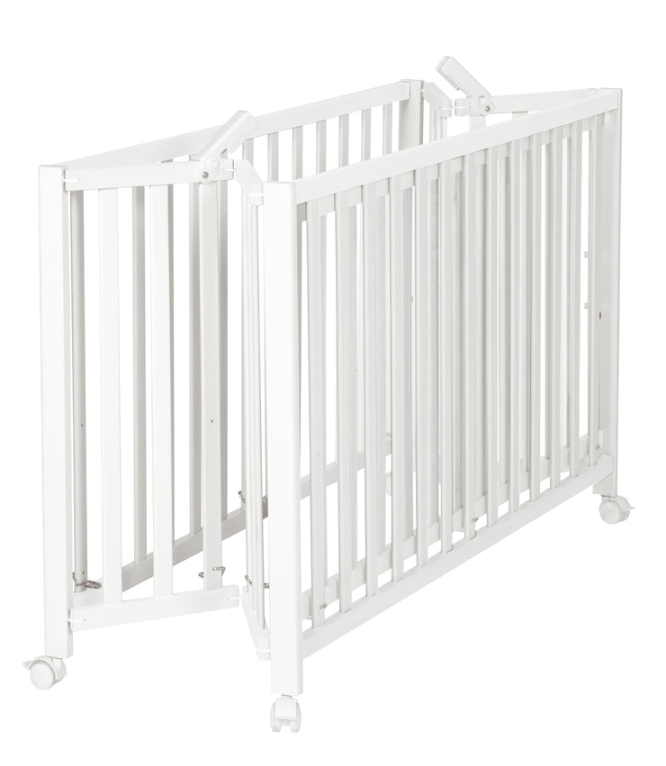 Wooden Foldable Cot 'Fold Up' 60 x 120 cm - White - Height Adjustable