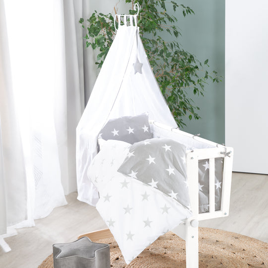 Set de berceau complet 'Little Stars', 40 x 90 cm, blanc, fonction de verrouillage, incl. accessoires