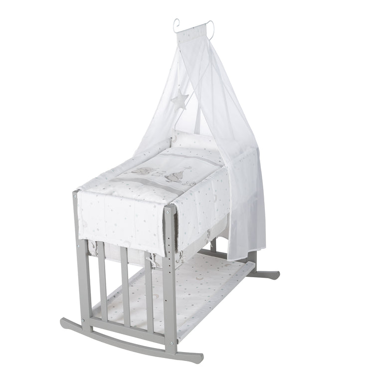 Co-Sleeper 'Sternenzauber grau' 4 in 1, baby bed, cradle & children's bench, taupe