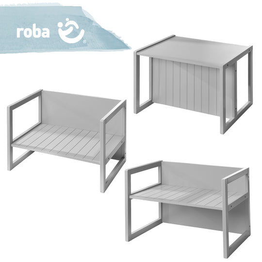 Banco de estilo rústico - Convertible en mesa infantil o banco con dos alturas ajustables - Gris