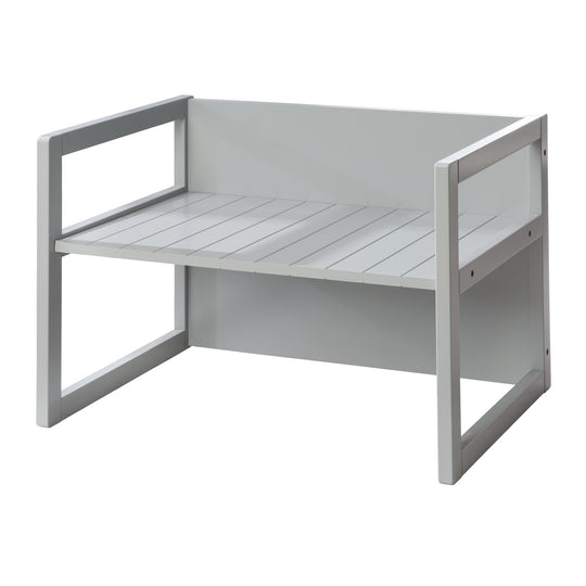 Banco de estilo rústico - Convertible en mesa infantil o banco con dos alturas ajustables - Gris