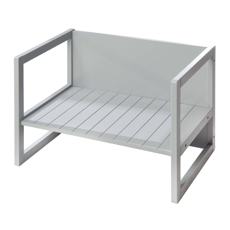 Country-style bench, grey, can be used by turning in 2 seat heights or as a children's table