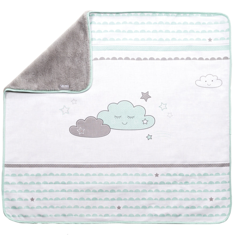 Babydecke 'Happy Cloud', 2 seitig: 1x super weich, warm & flauschig, 1x 100 % Baumwolle