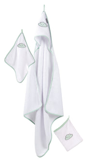 Towel Set 'Happy Cloud', 3-pieces, Terry, Hooded Towel, Towel 30 x 30 cm, Washcloth