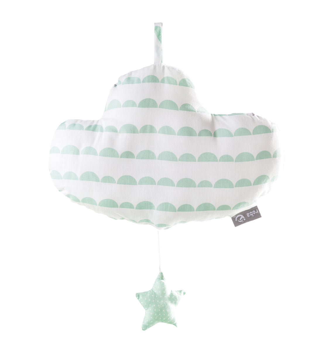 Music Box 'Happy Cloud', Sleep Aid, Washable Fabric Cloud, Nursery Decor Taupe / Mint