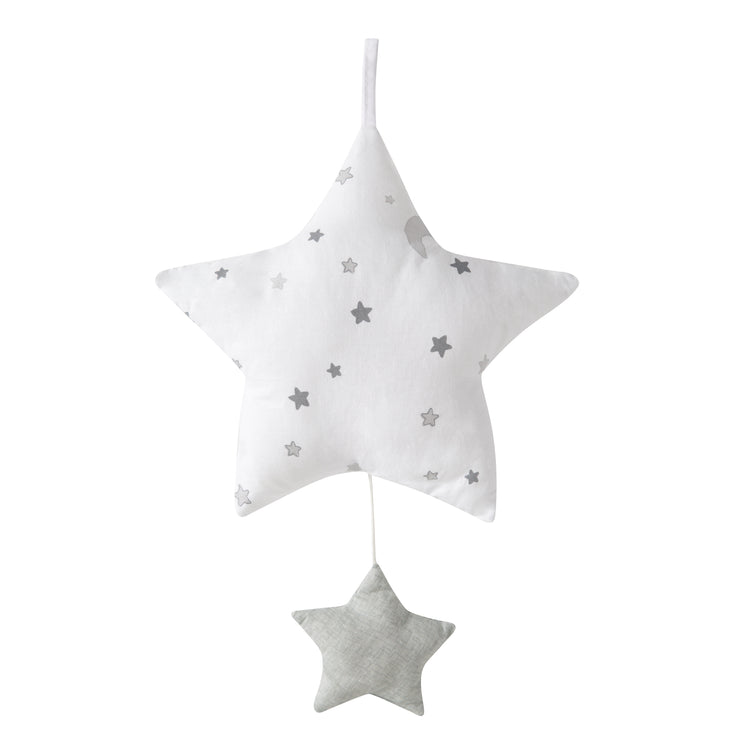 Music box 'Sternenzauber grau', sleep aid, washable textile star, baby room decoration gray / white