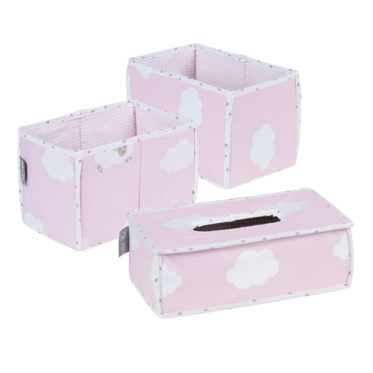 Set d'organisation des soins 'Kleine Wolke rosa', 2 boîtes de couches, 1 boîte de lingettes humides