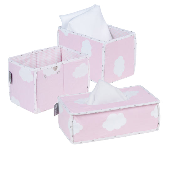 Set d'organisation des soins 'Kleine Wolke rosa', 2 boîtes de couches, 1 boîte de lingettes humides