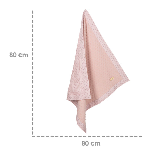 Couverture bio 'Lil Planet' 80 x 80 cm - Pois éponge - Coton biologique GOTS - Rose