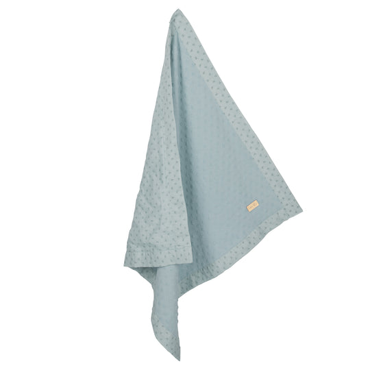 Couverture bio 'Lil Planet' 80 x 80 cm - Pois éponge - Coton biologique GOTS - Bleu clair