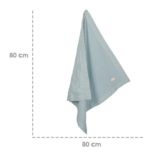 Couverture bio 'Lil Planet' 80 x 80 cm - Pois éponge - Coton biologique GOTS - Bleu clair