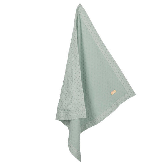 Couverture bio 'Lil Planet' 80 x 80 cm - Pois éponge - Coton biologique GOTS - Vert givré