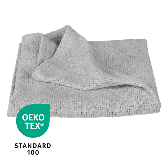 Couverture bébé 'Lil Planet' 80 x 80 cm - Aspect tricoté - Coton biologique GOTS - Gris argenté