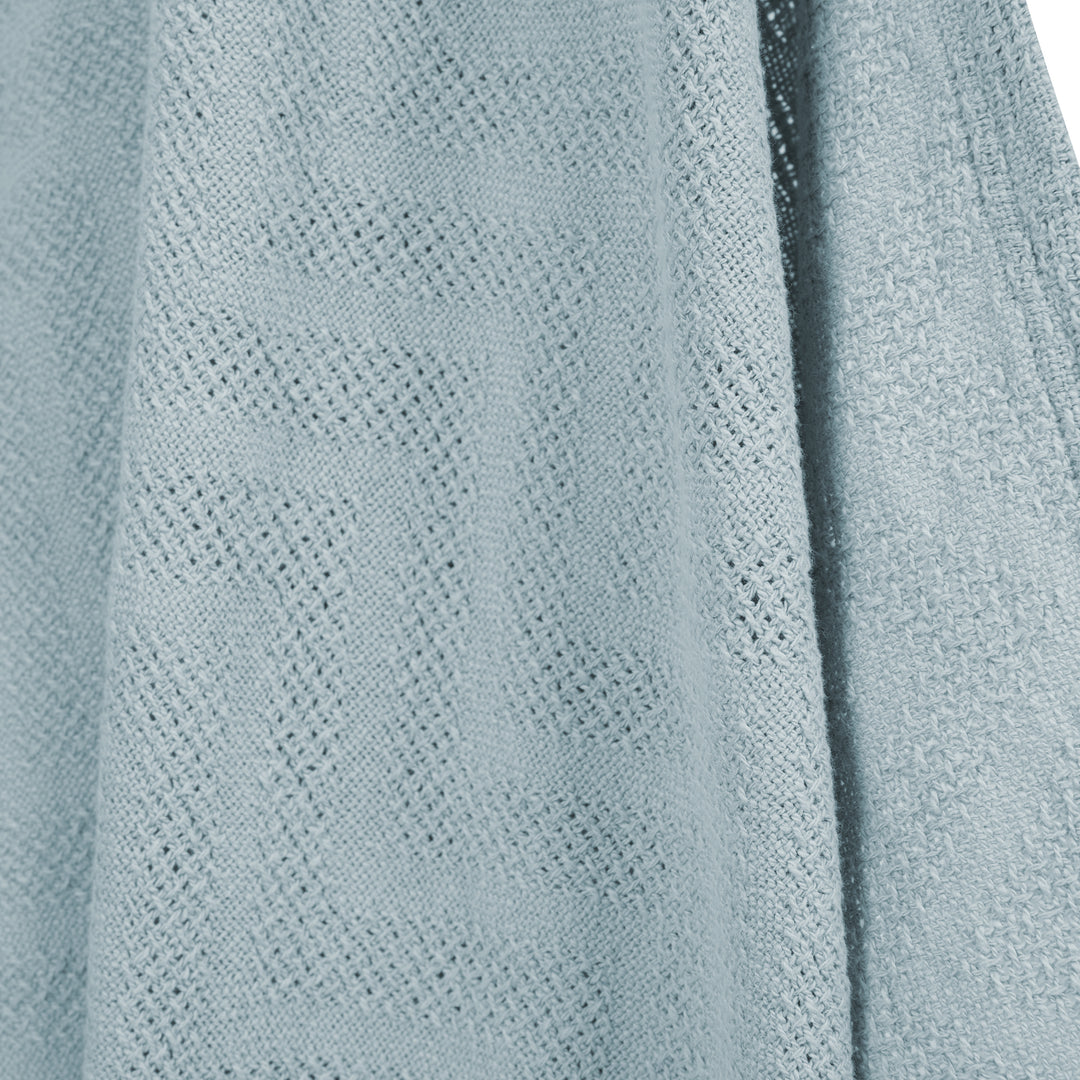 Couverture bébé 'Lil Planet' 80 x 80 cm - Aspect tricoté - Coton biologique GOTS - Bleu clair