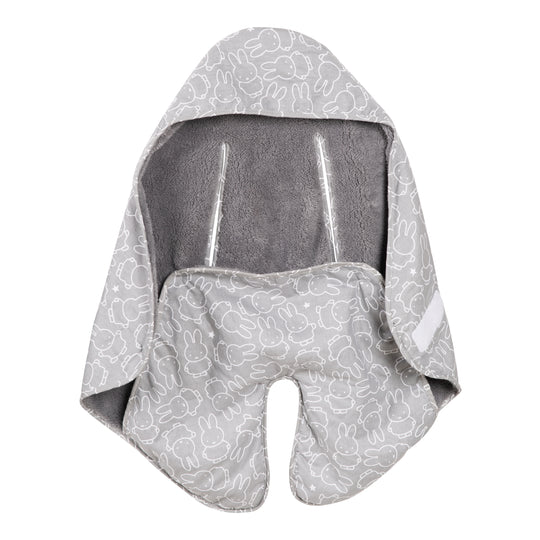 Baby Wrap Blanket 'miffy®' with Slots for Harnesses for All Car Seats & Strollers, Grey