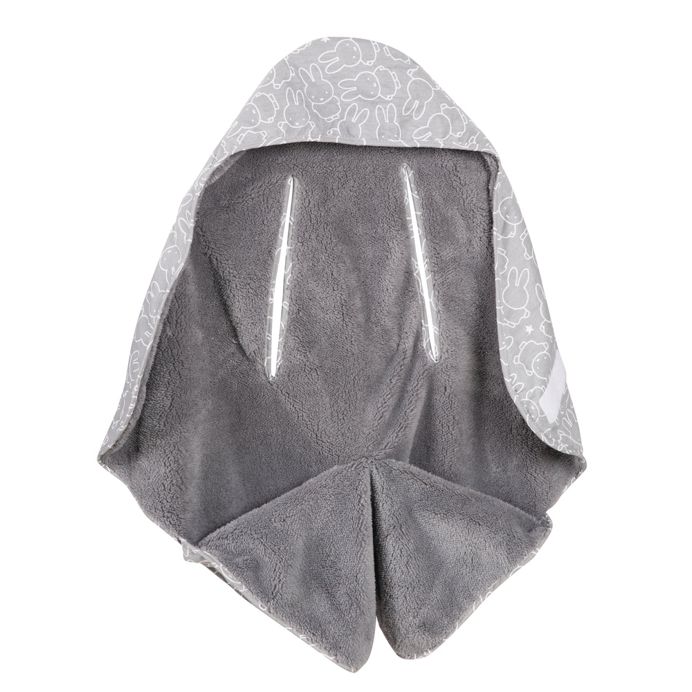 Couverture enveloppante 'miffy®' avec fentes pour ceintures de sécurité - Gris