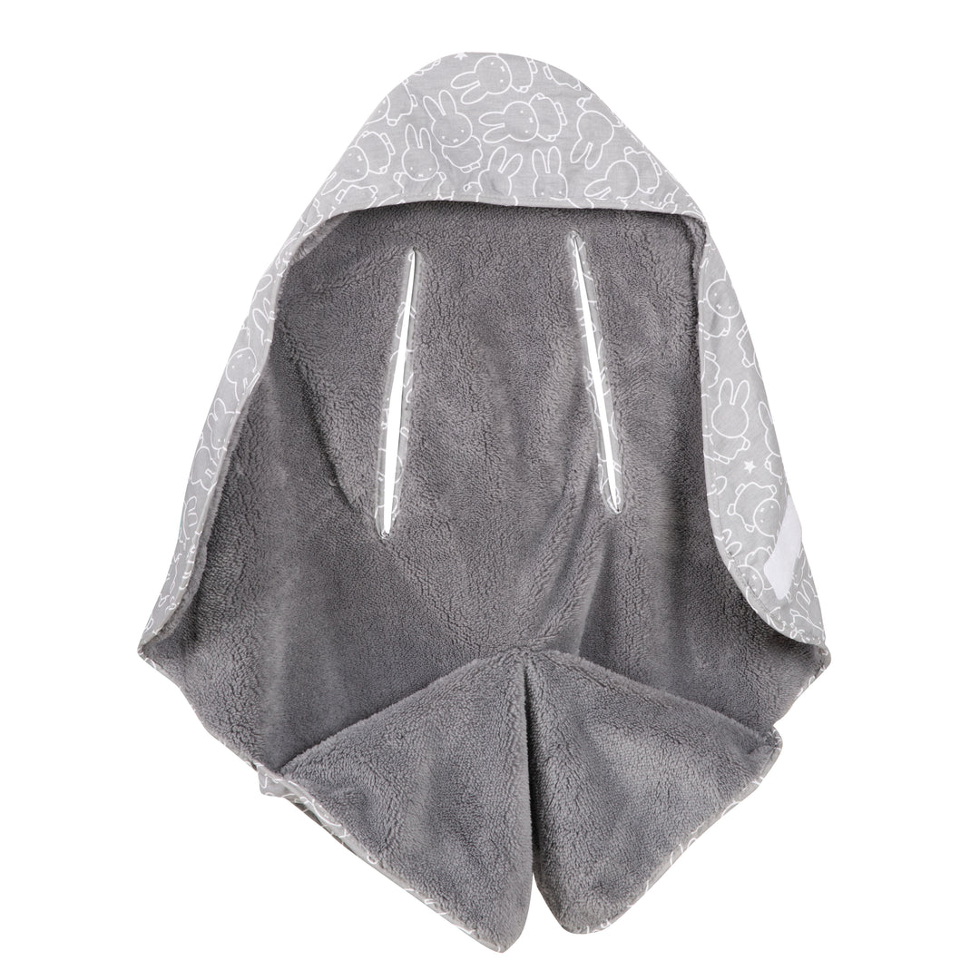 Baby Wrap Blanket 'miffy®' with Slots for Harnesses for All Car Seats & Strollers, Grey