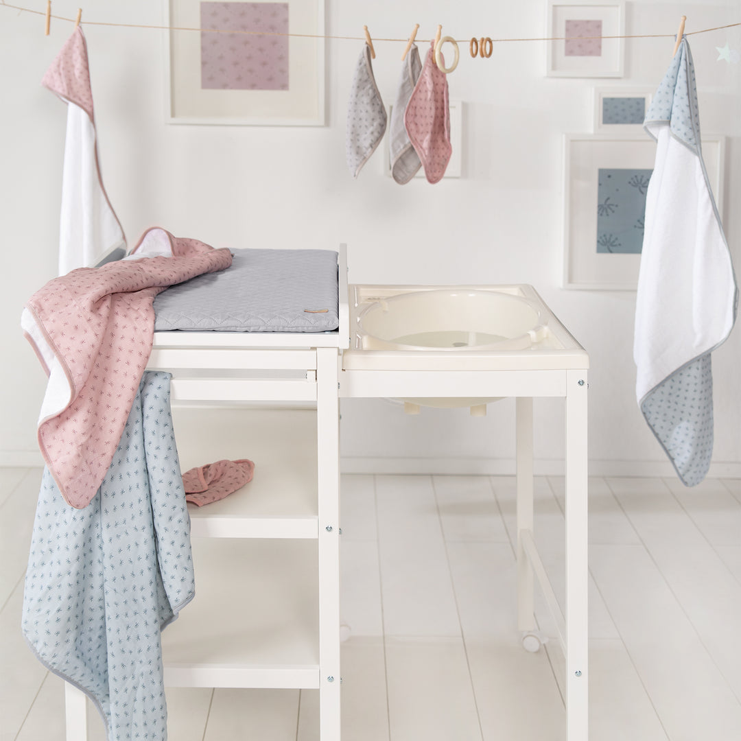 Toalla con capucha orgánica 'Lil Planet' rosa/mauve, de muselina, algodón orgánico, GOTS, 80 x 80 cm