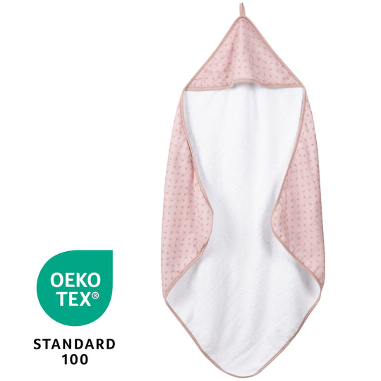 Toalla con capucha orgánica 'Lil Planet' rosa/mauve, de muselina, algodón orgánico, GOTS, 80 x 80 cm