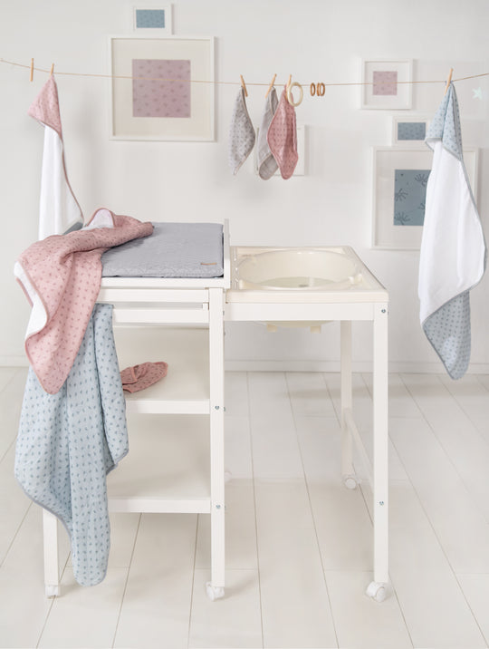 Toalla con capucha orgánica 'Lil Planet' rosa/mauve, de muselina, algodón orgánico, GOTS, 80 x 80 cm