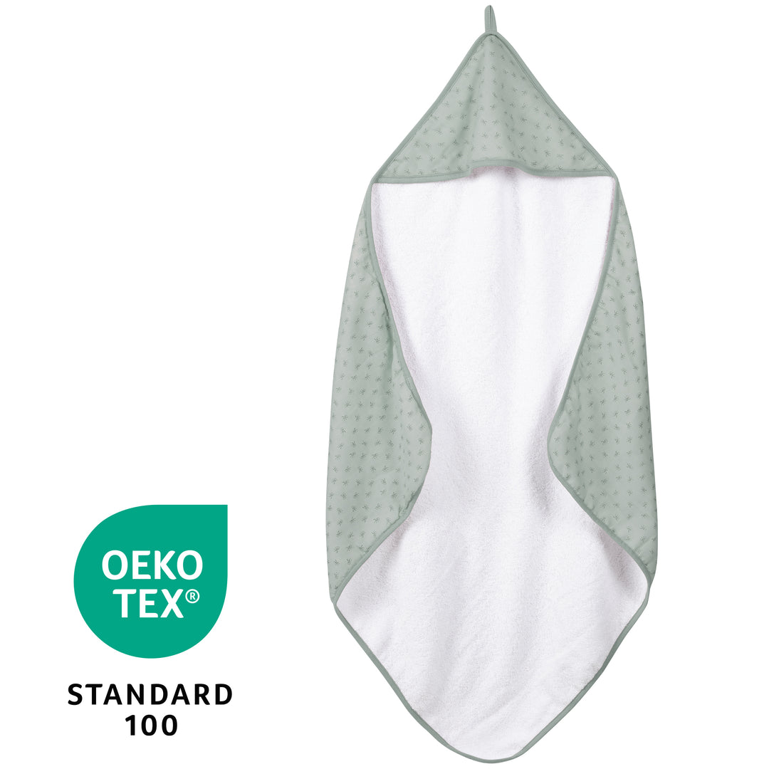 Toalla con capucha orgánica 'Lil Planet' frosty green, muselina, algodón orgánico, GOTS, 80 x 80 cm