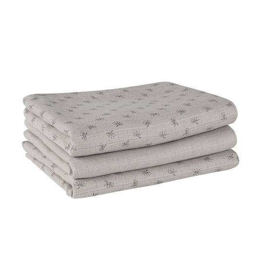 Organic 3-Piece Diaper Set 'Lil Planet' Silver Grey, Muslin Fabric, Organic Cotton, GOTS, 80 x 80 cm