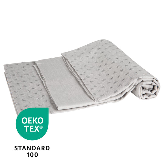 Organic 3-Piece Diaper Set 'Lil Planet' Silver Grey, Muslin Fabric, Organic Cotton, GOTS, 80 x 80 cm
