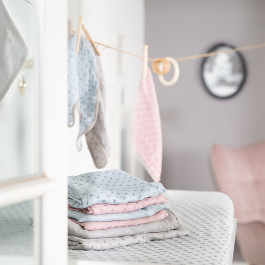 Organic 3-Piece Diaper Set 'Lil Planet' Light Blue, Muslin Fabric, Organic Cotton, GOTS, 80 x 80 cm