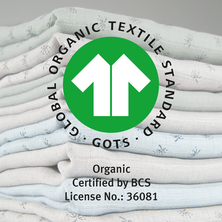 Organic 3 diaper set 'Lil Planet' frosty green, muslin fabric, organic cotton, GOTS, 80 x 80 cm