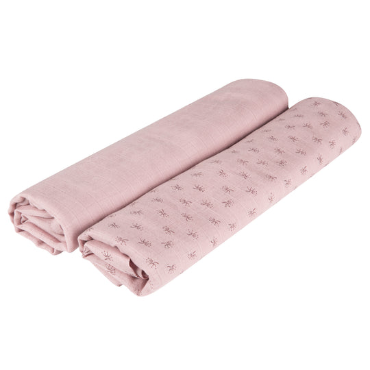 Organic 2-Piece Swaddle & Nursing Cloth Set 'Lil Planet' Pink / Mauve, Organic Cotton, GOTS, 120 x 120 cm