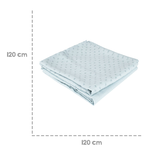 Organic 2-Piece Swaddle & Nursing Cloth Set 'Lil Planet' Light Blue, Organic Cotton, GOTS, 120 x 120 cm