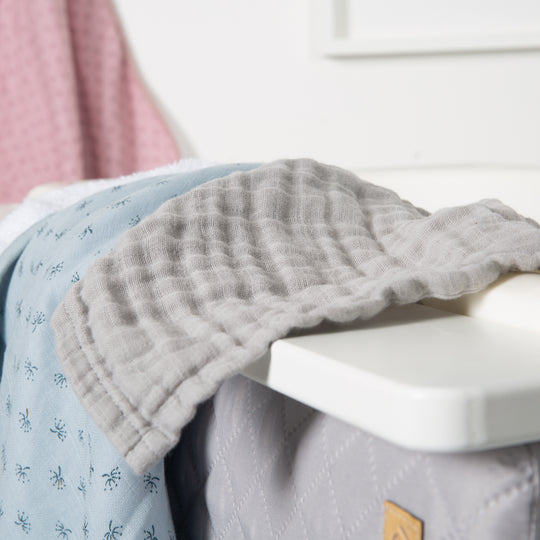 Organic 5-Piece Washcloth Set 'Lil Planet' Pink / Mauve, Muslin, Organic Cotton, GOTS, 25 x 25 cm