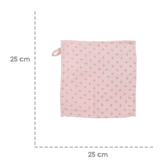 Organic 5-Piece Washcloth Set 'Lil Planet' Pink / Mauve, Muslin, Organic Cotton, GOTS, 25 x 25 cm