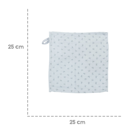 Set de 5 paños de lavado orgánicos 'Lil Planet' azul claro, muselina, algodón orgánico, GOTS, 25 x 25 cm