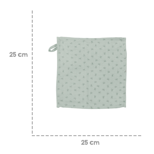 Organic 5-Piece Washcloth Set 'Lil Planet' Frosty Green, Muslin, Organic Cotton, GOTS, 25 x 25 cm