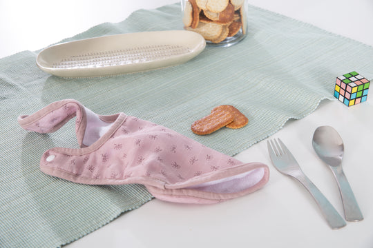 Organic 3-Piece Bib Set 'Lil Planet' Pink / Mauve, Jersey, Muslin, Organic Cotton, GOTS, 23 x 30 cm