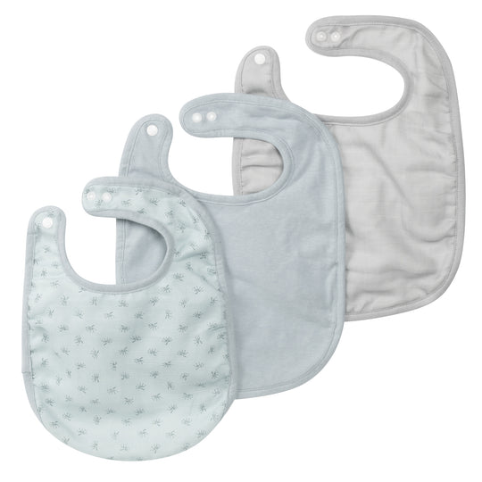 Organic 3-Piece Bib Set 'Lil Planet' Light Blue, Jersey, Muslin, Cotton, GOTS, 23 x 30 cm